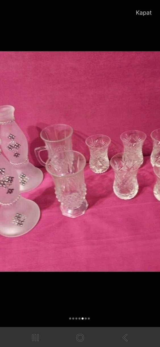 Pembe Desenli Cam MUMLUK ve Bardak Seti - Görsel 2