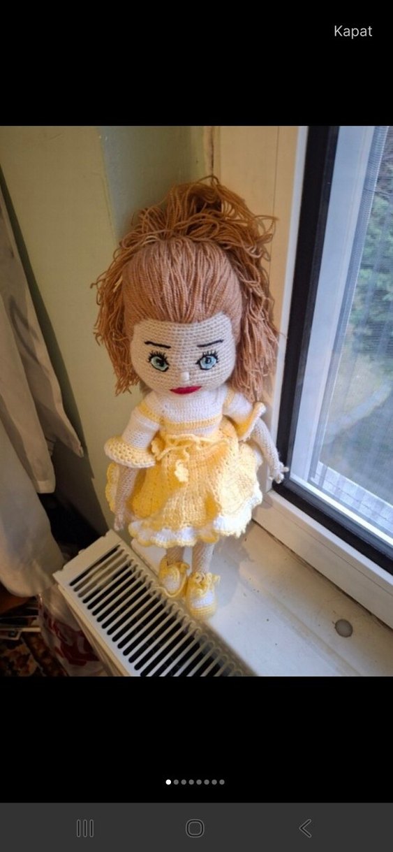Sarı Elbiseli El Örgüsü Bebek - Görsel 3