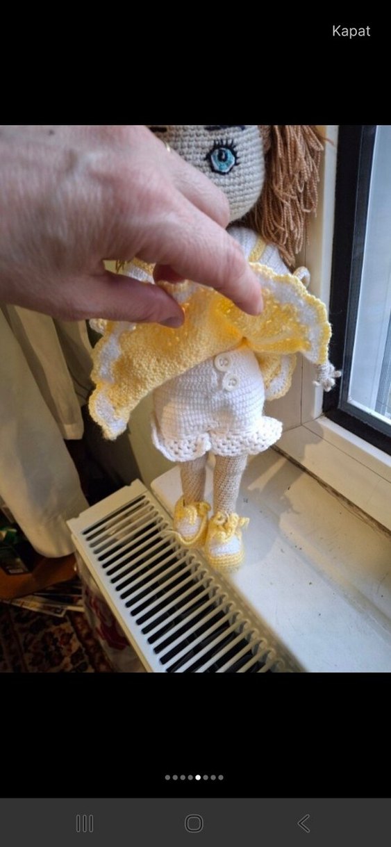 Sarı Elbiseli El Örgüsü Bebek - Görsel 4