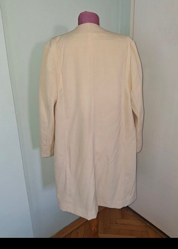 Bej Uzun Kollu Kadın Ofis Kabanı - Görsel 5