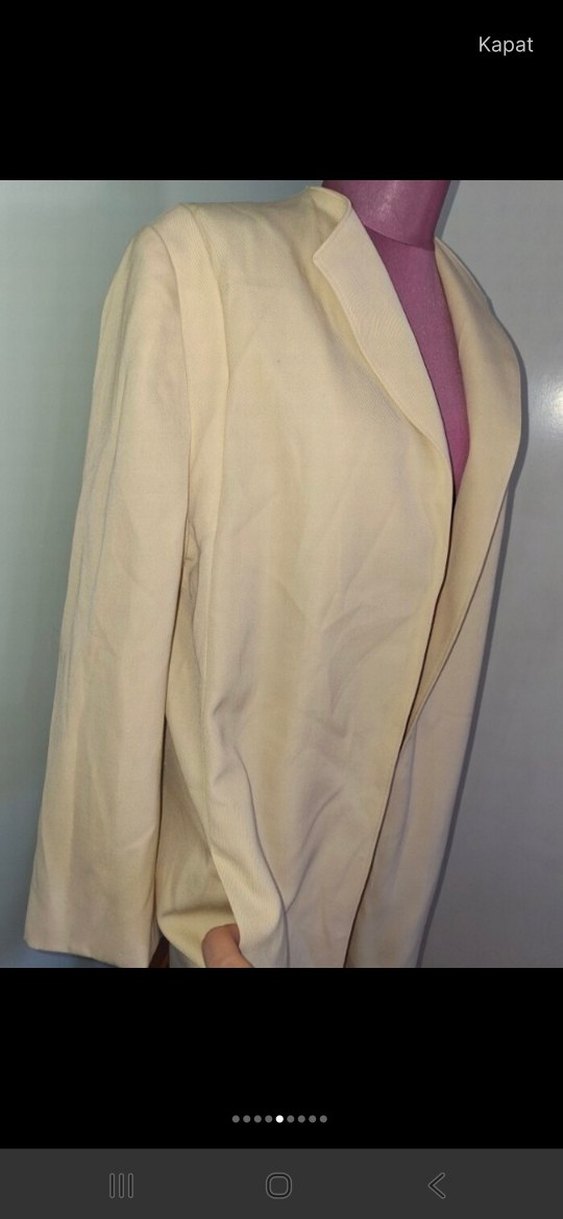 Bej Uzun Kollu Kadın Ofis Kabanı - Görsel 2