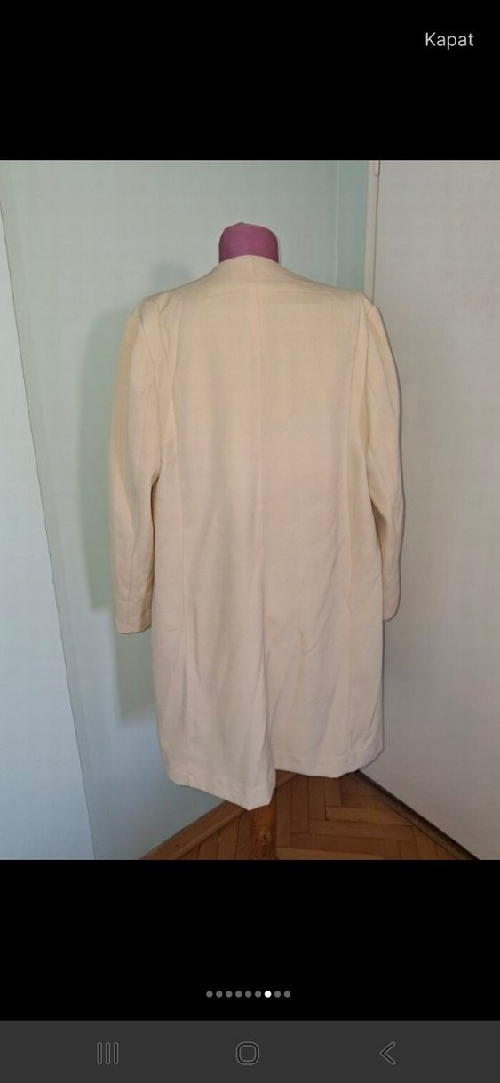 Bej Uzun Kollu Kadın Ofis Kabanı - Görsel 5