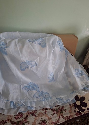 Beden Mavi desenli makine örtüsü
