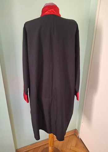 Uzun Siyah-Kırmızı Saten CÜBBE M BEDENDİR - Görsel 7