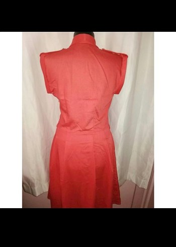 Kırmızı V Yaka Uzun Kollu Kadın Elbise - Görsel 5