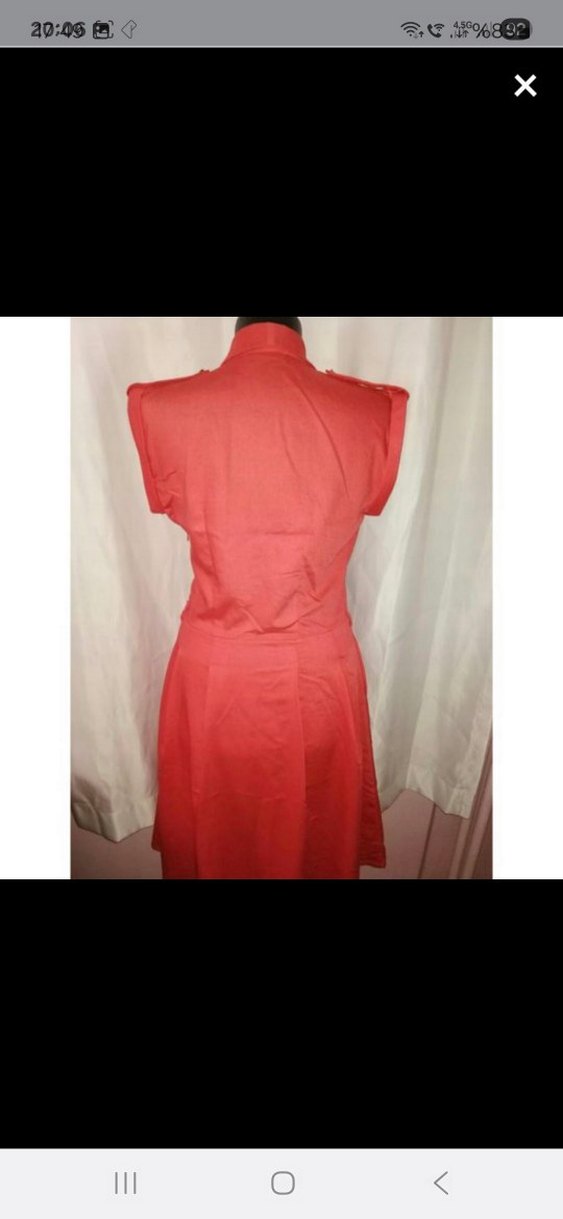 Kırmızı V Yaka Uzun Kollu Kadın Elbise - Görsel 5