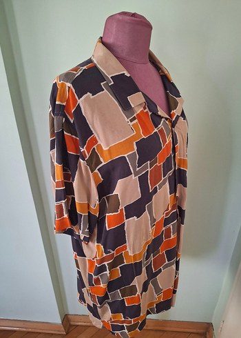 Retro Desenli Düğmeli Midi Tunik - Görsel 7