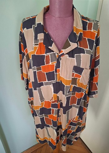 Retro Desenli Düğmeli Midi Tunik - Görsel 5