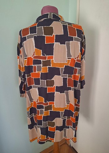 Retro Desenli Düğmeli Midi Tunik - Görsel 6