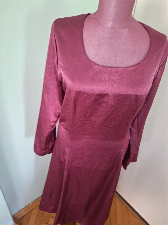 Diger Kadın Bordo Uzun Parlak Elbise - Görsel 2