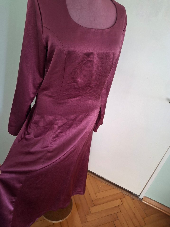 Diger Kadın Bordo Uzun Parlak Elbise - Görsel 3