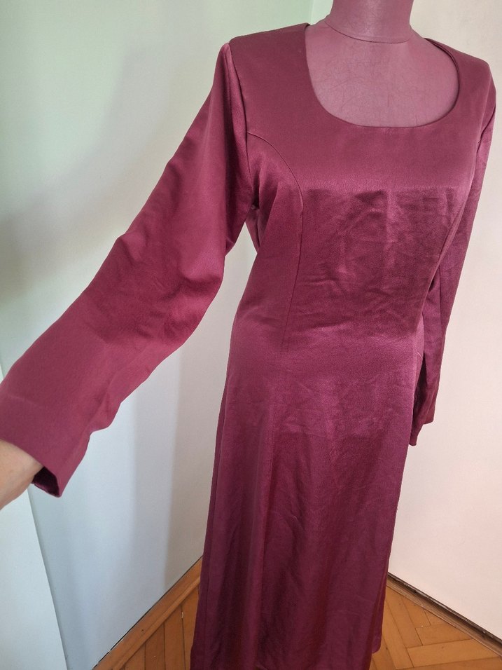 Diger Kadın Bordo Uzun Parlak Elbise - Görsel 4