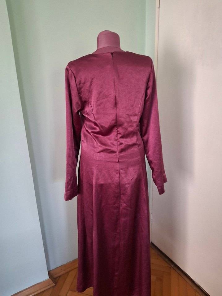 Diger Kadın Bordo Uzun Parlak Elbise - Görsel 5