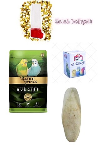 Gold Wings premium Muhabbet Kuşu Yemi 1kg+ Kalamar Kemiği+ gaga 