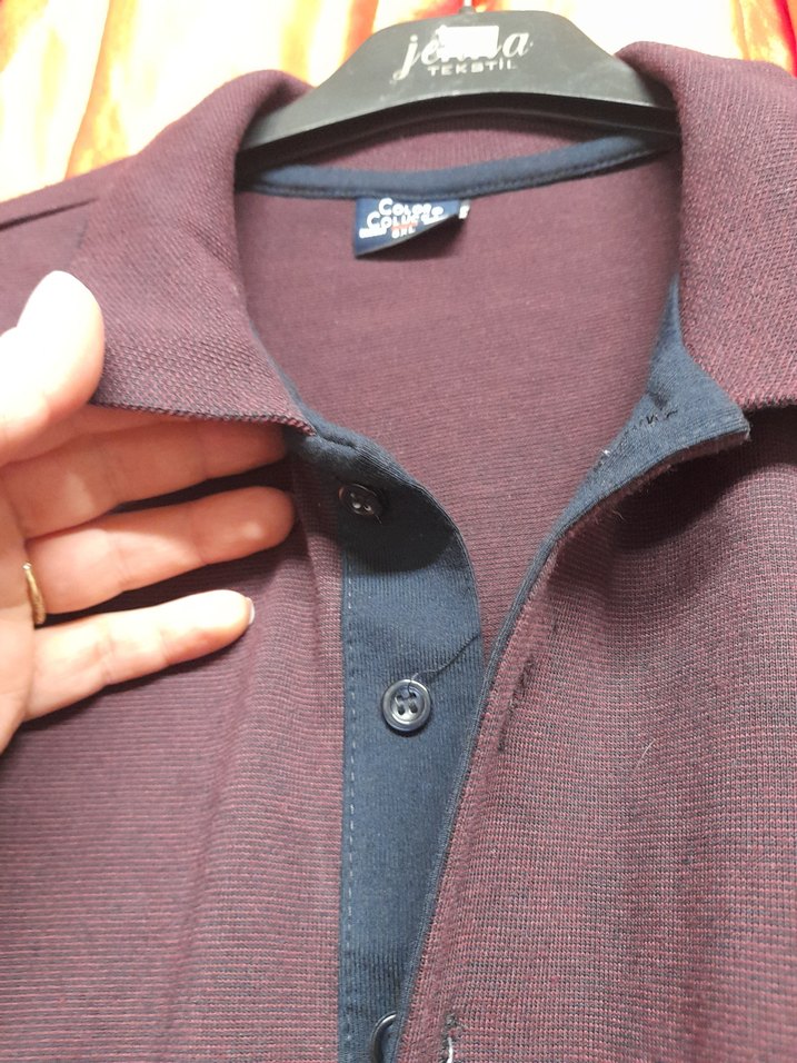 Erkek bordo uzun Kollu Polo Yaka Gömlek - Görsel 4