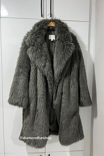 H&M H&M M Beden Gri Uzun Peluş Kurk