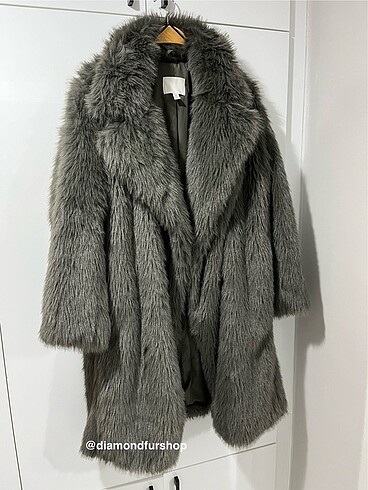 m Beden H&M M Beden Gri Uzun Peluş Kurk