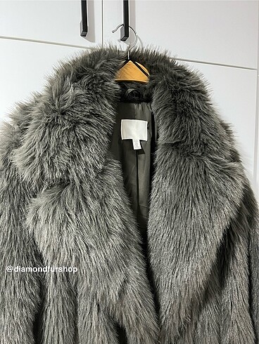 m Beden gri Renk H&M M Beden Gri Uzun Peluş Kurk