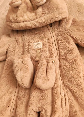 Kız erkek  Bebek Bej Kürklü Tulum - Görsel 2