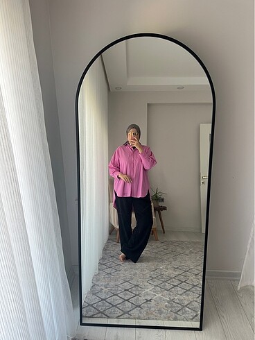 Pembe oversize gömlek