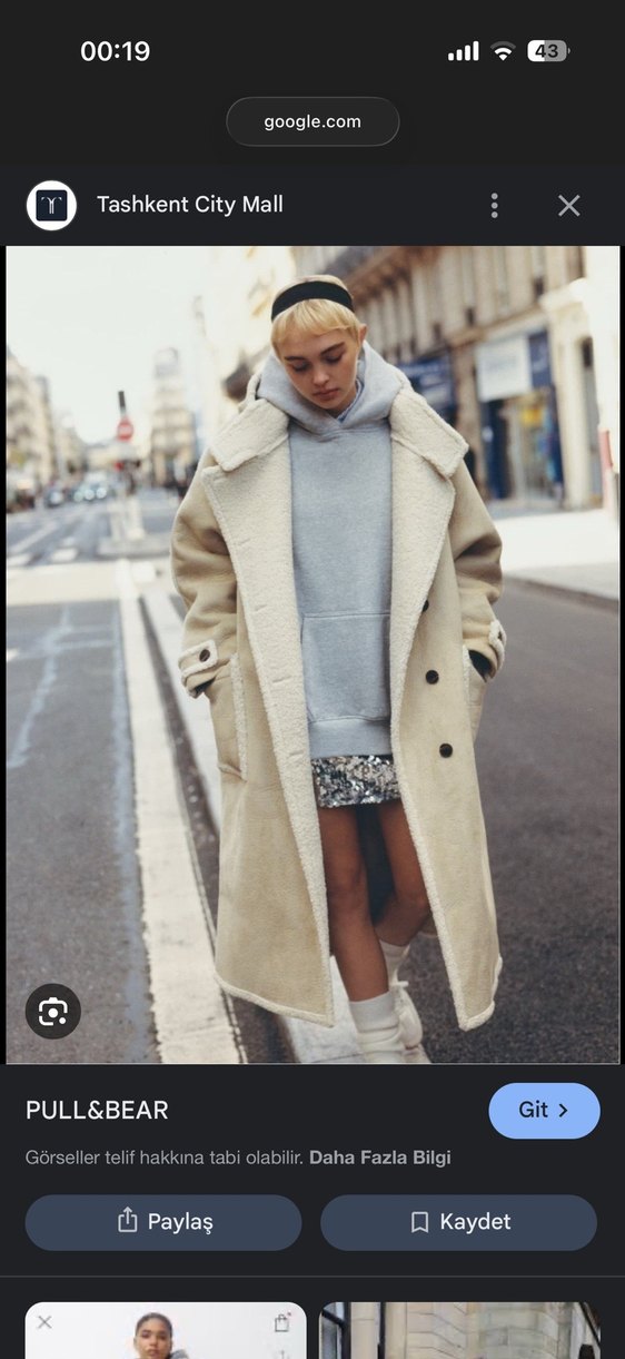 Pull bear krem Uzun Kadın Kaban - Görsel 2