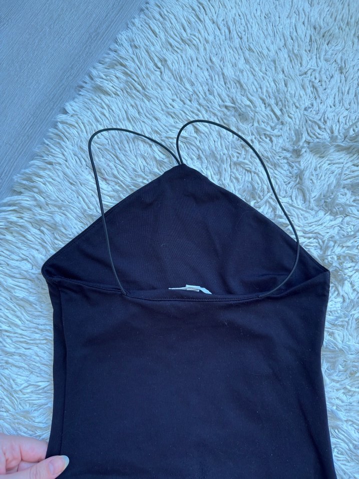 Siyah İnce Askılı Kadın Body - Görsel 2