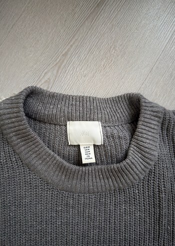 H&M Gri Çizgili Örgü Kadın Kazak - Görsel 2