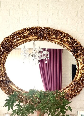 Altın Varaklı Döküm Pirinç Salon Aynası 