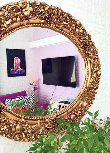  Beden Altın Varaklı Döküm Pirinç Salon Aynası 