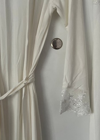 Beyaz Bohem Midi Kadın Sabahlık Takımı - Görsel 3