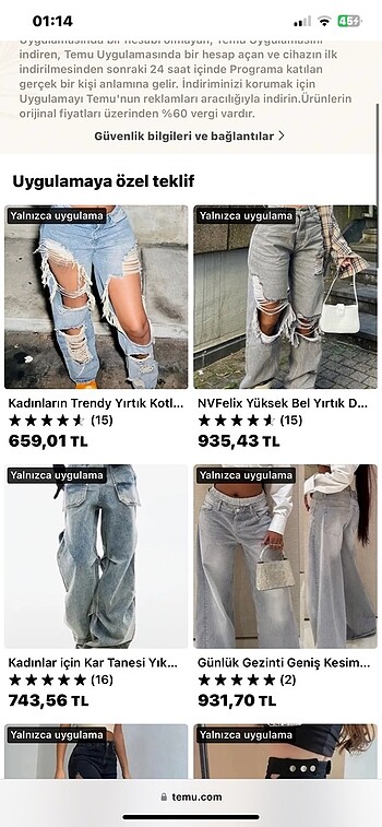 Yırtık Kot Pantolon
