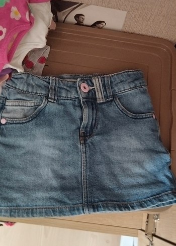 Koton Düğmeli Mavi Kot Kız Eteği