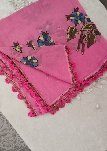 Dantel Detaylı Pembe Bohem Kadın Fuları