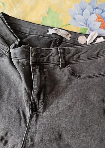 Gri Bağcıklı Bağlamalı Streetwear Kadın Kot Pantolon - Görsel 2