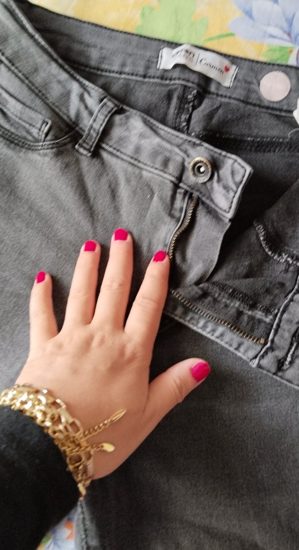 Gri Bağcıklı Bağlamalı Streetwear Kadın Kot Pantolon - Görsel 3