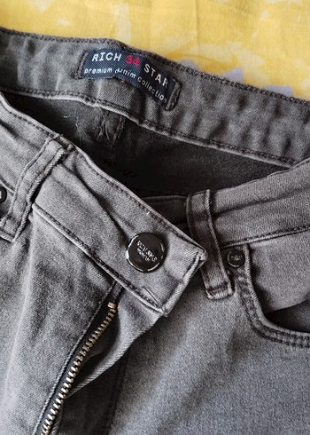 Siyah Bağcıklı Elastik Bel Kadın Kot Pantolon - Görsel 4