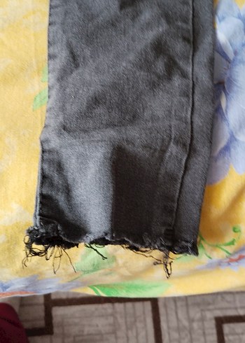 Siyah Bağcıklı Elastik Bel Kadın Kot Pantolon - Görsel 2