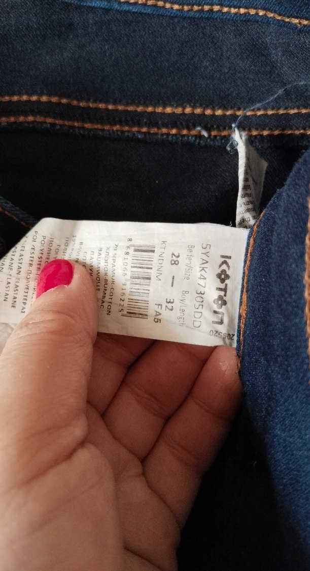 Renkli Bağcıklı Kadın Denim Pantolon - Görsel 3