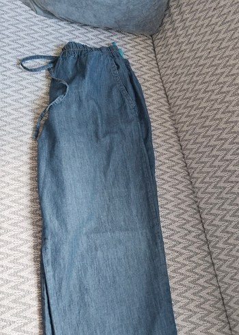 Kadın Mavi Bol Kesim Midi Kot Pantolon - Görsel 3