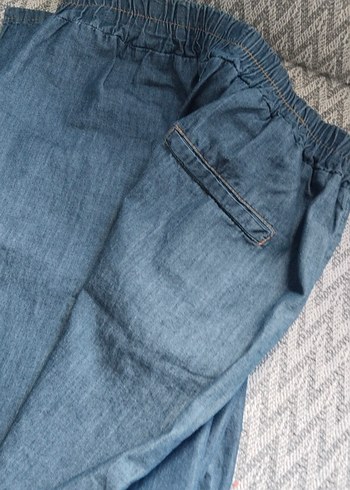 Kadın Mavi Bol Kesim Midi Kot Pantolon - Görsel 2