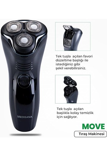  Beden Renk Medisana MD-7803 Move Çift Yönlü Kablolu Kablosuz Tıraş Makinesi