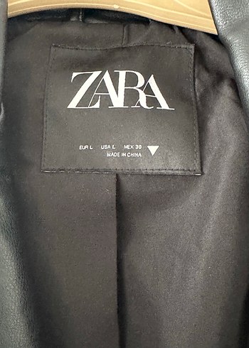 l Beden Zara Siyah Kemerli Biker Deri Ceket