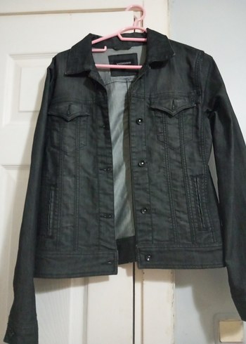 Gri Kadın Denim Ceket Düğmeli Regular Fit