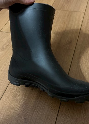 Siyah Stiletto Topuklu Kadın Yağmur Çizmesi