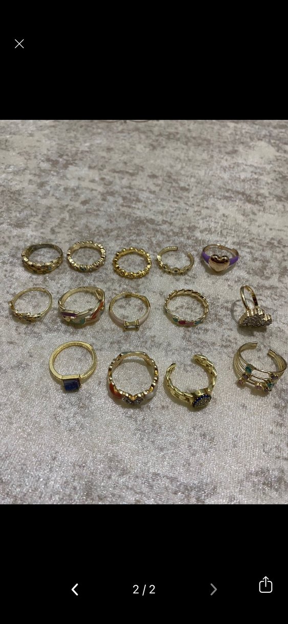 Renkli Boncuklu Bohem Kadın Yüzük Seti - Görsel 2