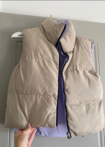 Kadın Bej ve Pastel Renkli Fermuarlı Yelek - Görsel 3