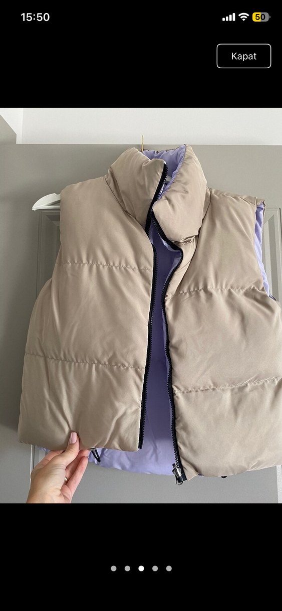 Kadın Bej ve Pastel Renkli Fermuarlı Yelek - Görsel 4