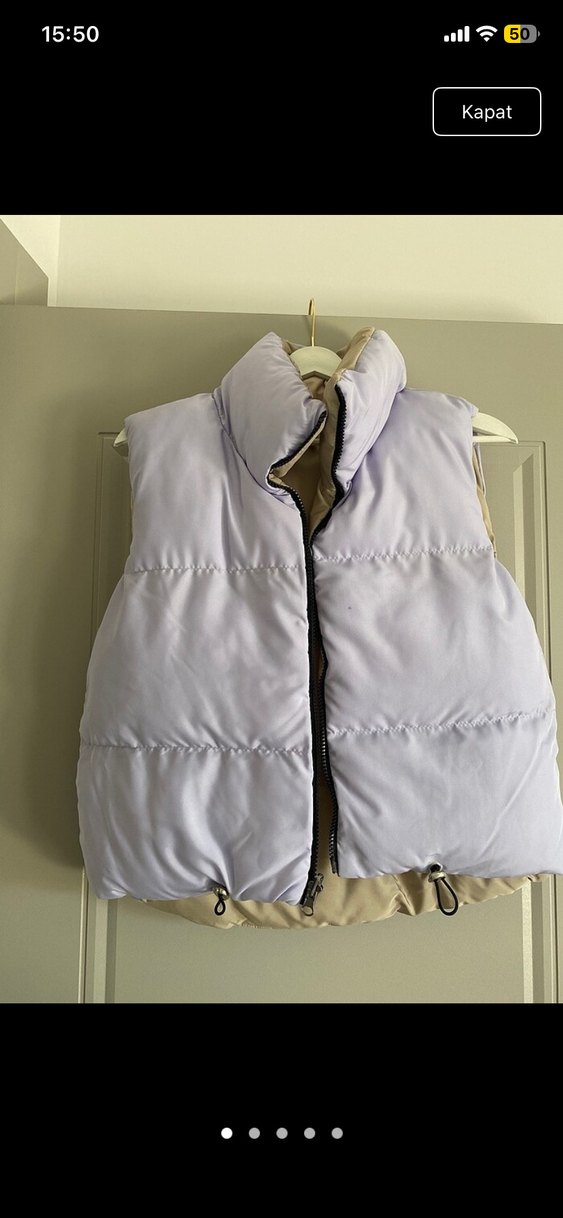 Kadın Bej ve Pastel Renkli Fermuarlı Yelek - Görsel 2