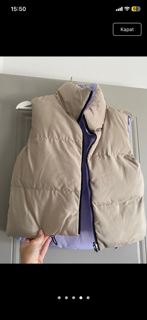 Kadın Bej ve Pastel Renkli Fermuarlı Yelek - Görsel 3