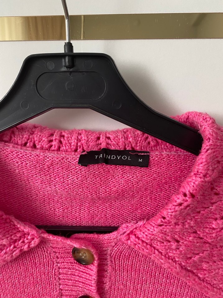 Pembe Örgü Vintage Kadın Kazak - Görsel 3